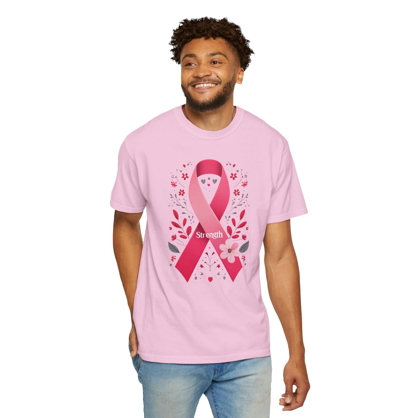 Strength Awareness Unisex T-Shirt, Pink Ribbon Support Tee, Cute Cancer Awareness Shirt, Gift for Her, Thoughtful Donation Shirt