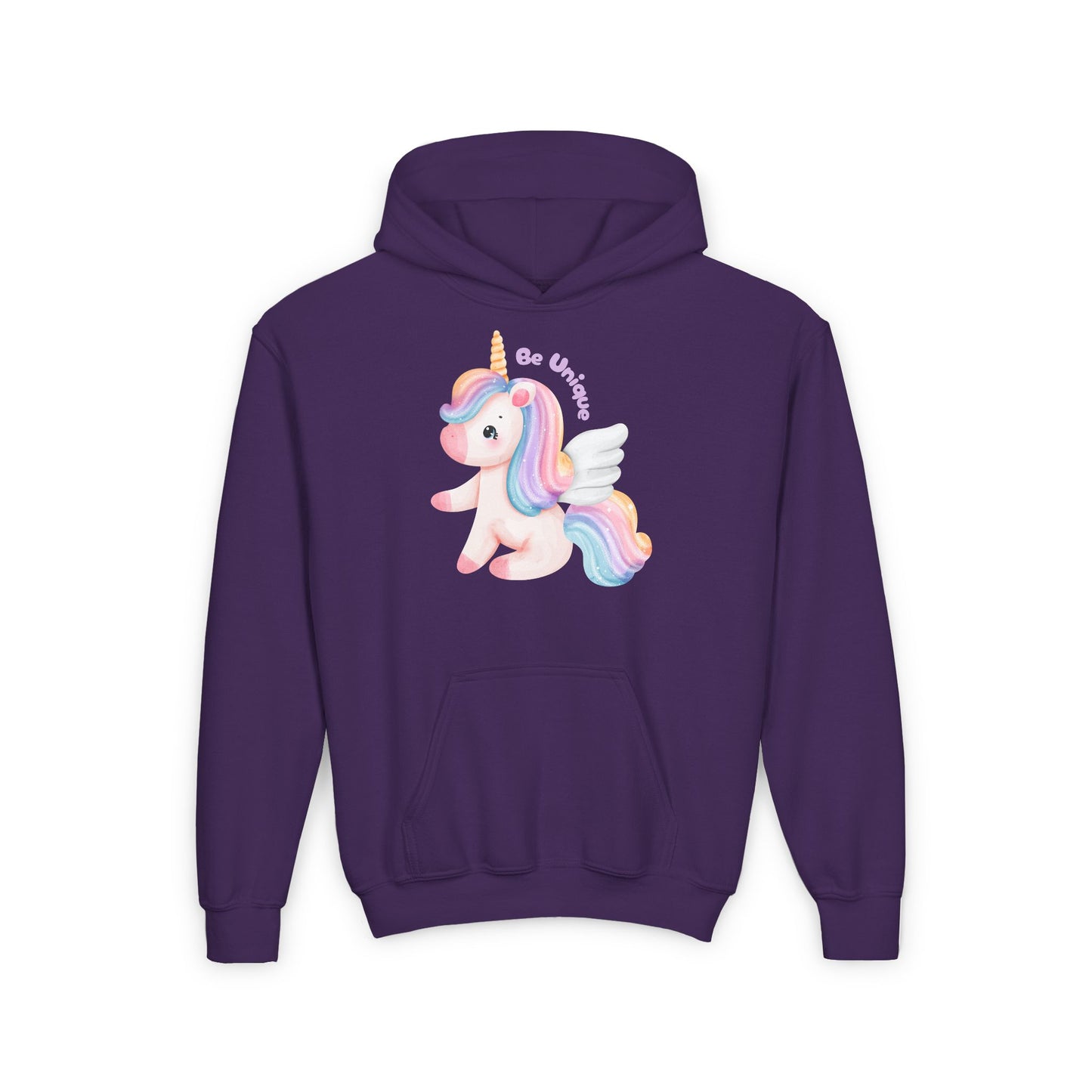 Youth Unicorn Hoodie, Be Unique Hooded Sweatshirt, Kids Gift, Birthday Present, Magical Apparel for All Occasions