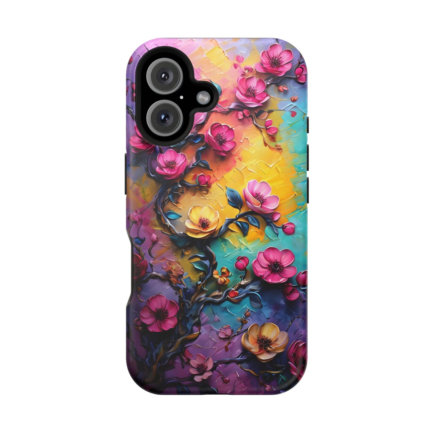 Floral Magnetic Tough Case, Vibrant Phone Cover, Durable Protection, Gift for Flower Lovers, Colorful Floral Design