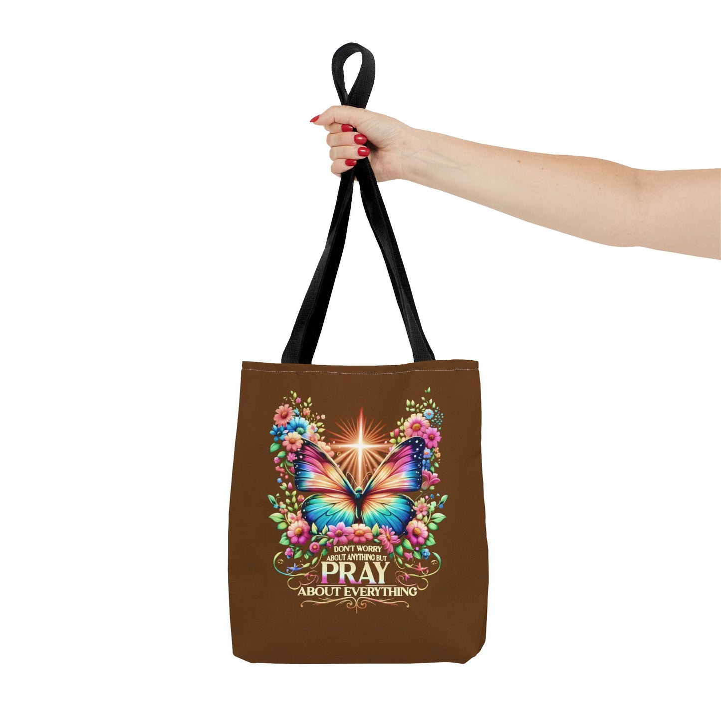 Inspirational Butterfly Tote Bag - "Don't Worry, Pray About Everything" - Motivational Gift, Eco-Friendly Tote, Reusable Shopping Bag,