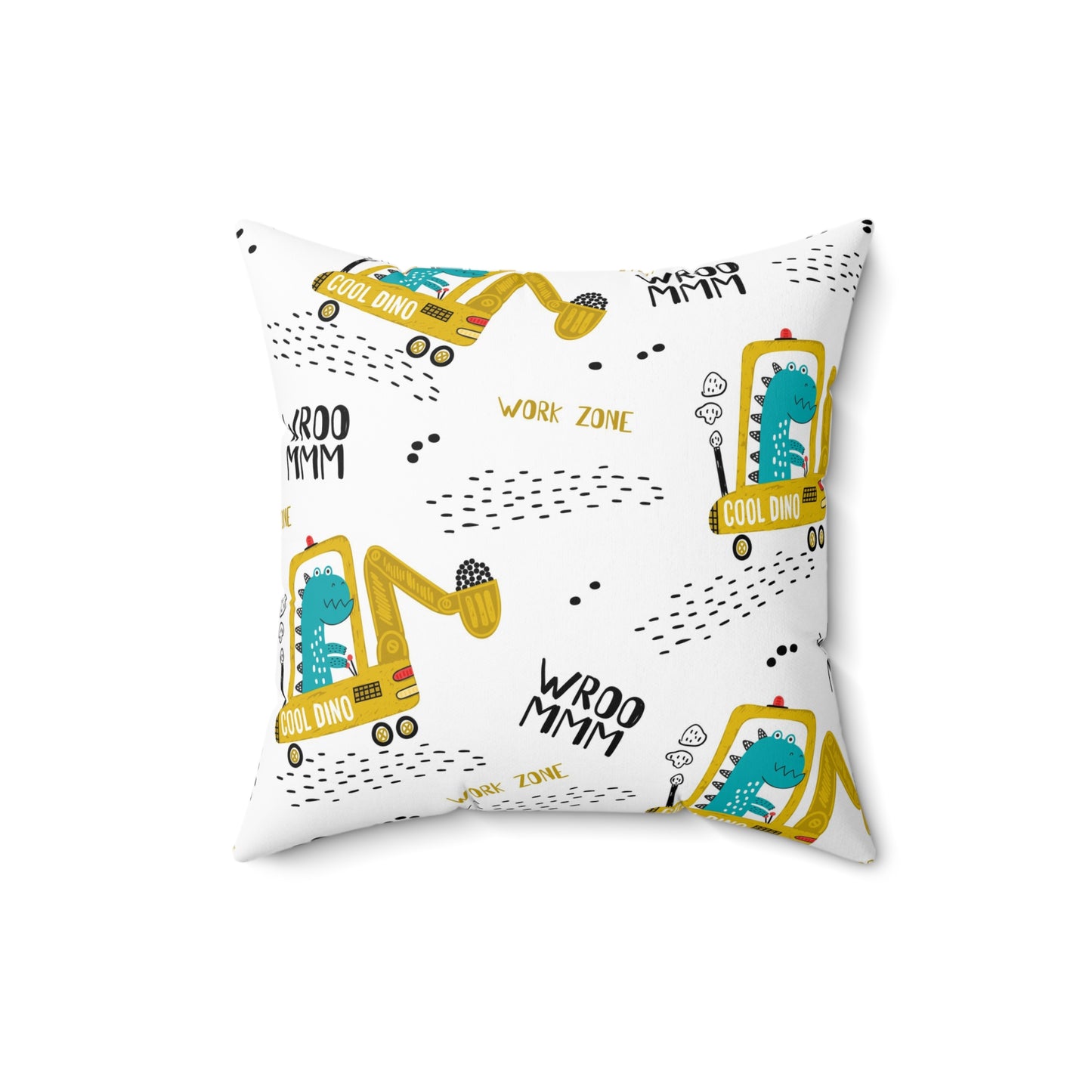 Fun Construction-Themed Pillow for Kids' Rooms, Cool Dino Design, Perfect for Playrooms, Birthdays, Kids' Decor, Cozy Accents