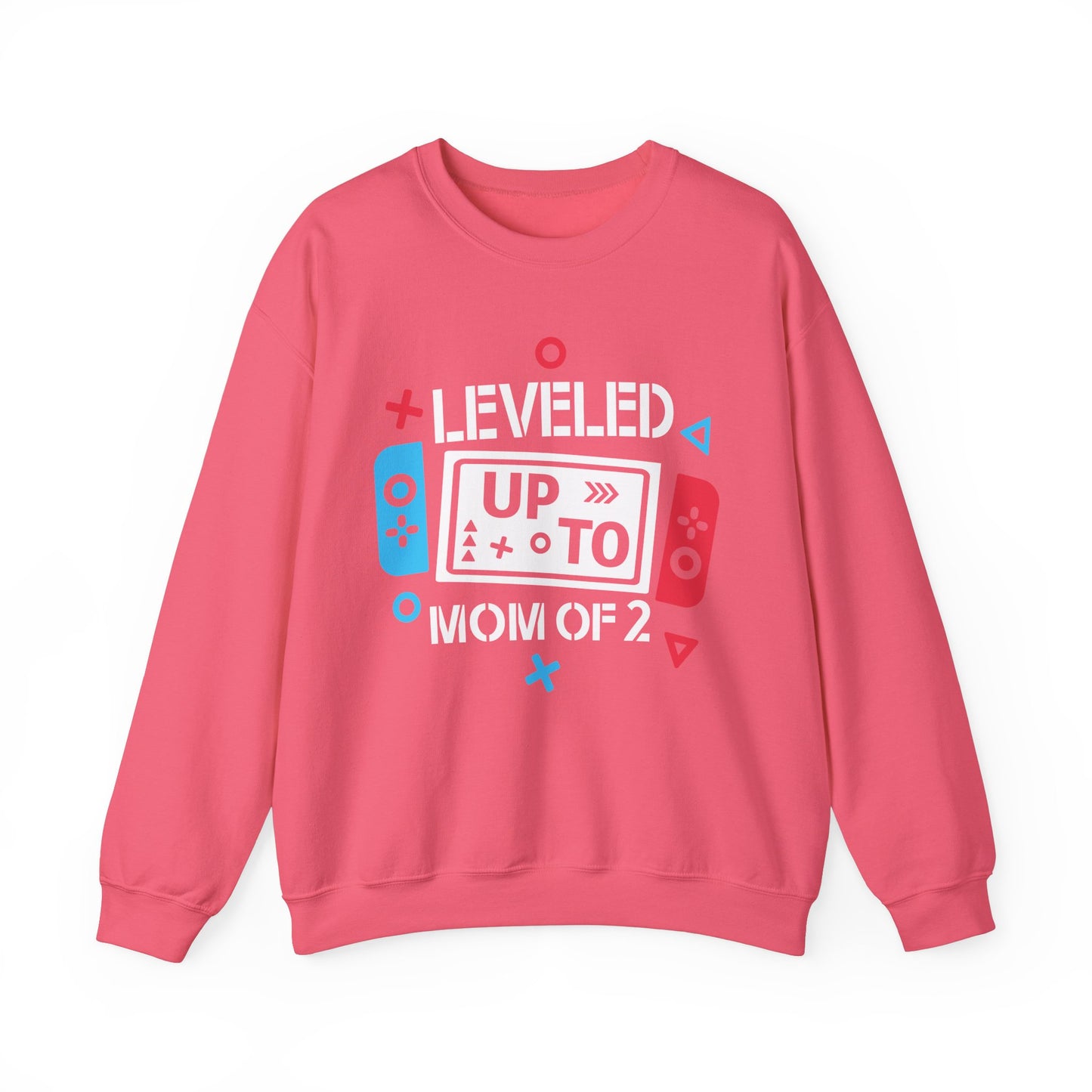 Leveled Up Mom of 2 Crewneck Sweatshirt – Gaming Gift for Moms