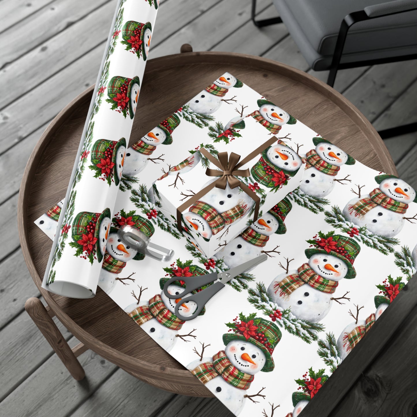 Christmas Gift Wrap Papers - Festive Snowman Design