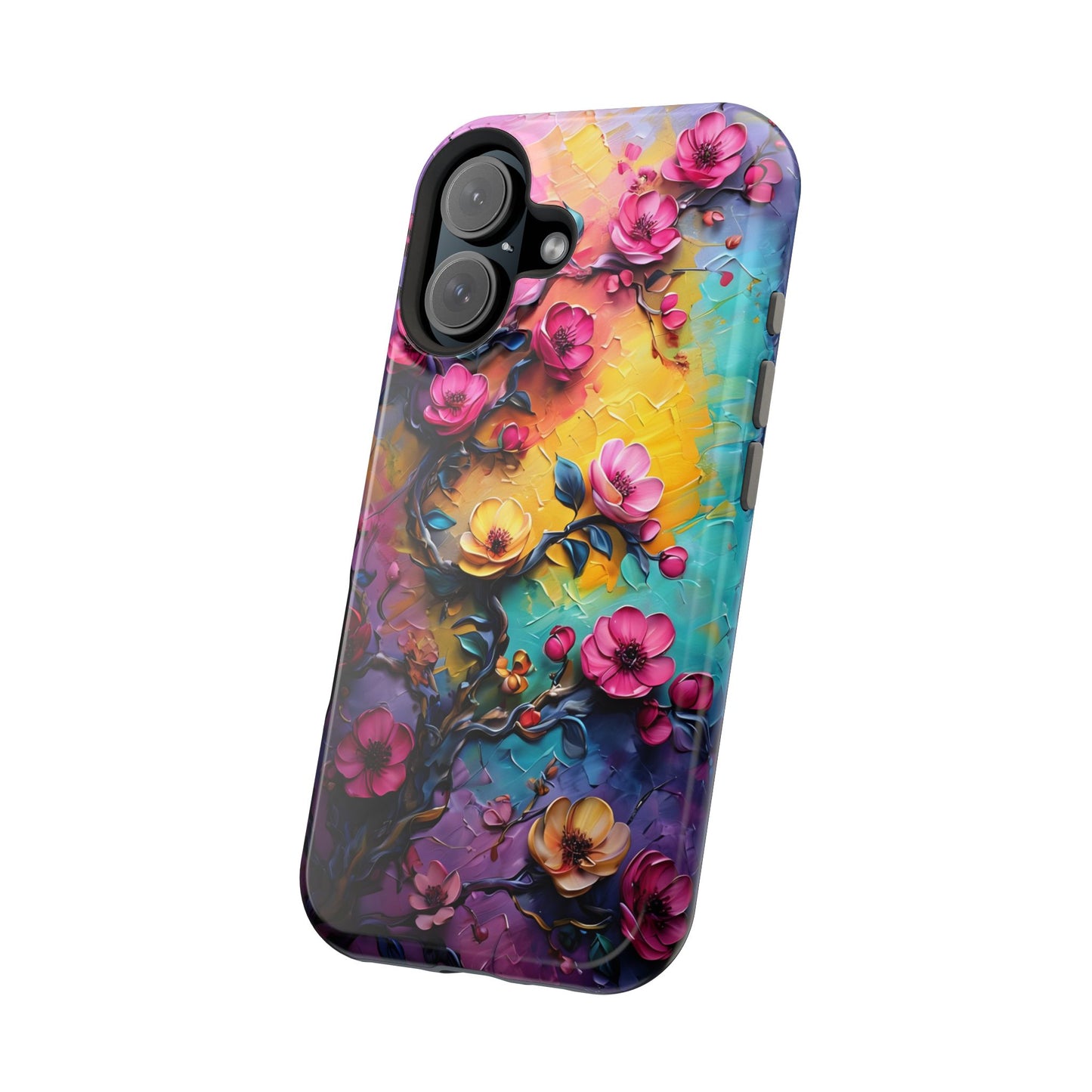 Floral Magnetic Tough Case, Vibrant Phone Cover, Durable Protection, Gift for Flower Lovers, Colorful Floral Design