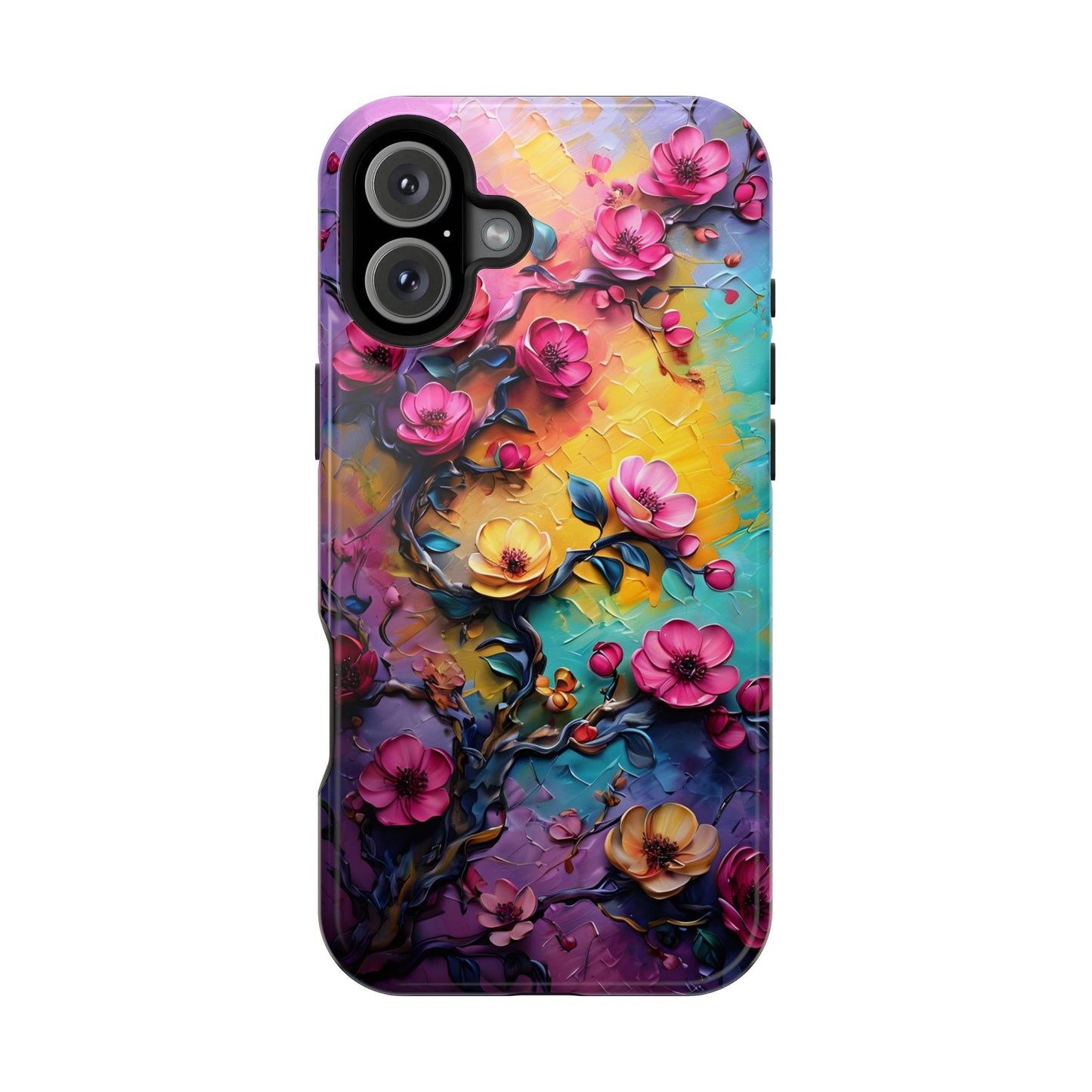 Floral Magnetic Tough Case, Vibrant Phone Cover, Durable Protection, Gift for Flower Lovers, Colorful Floral Design