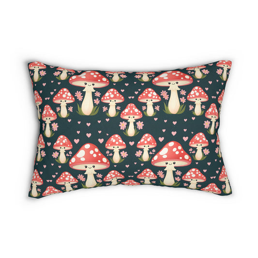 Whimsical Mushroom Lumbar Pillow | Cozy Couch Decor, Cute Pillow for Home, Boho Decor, Gift for Mushroom Lovers, Nature-Inspired Accent