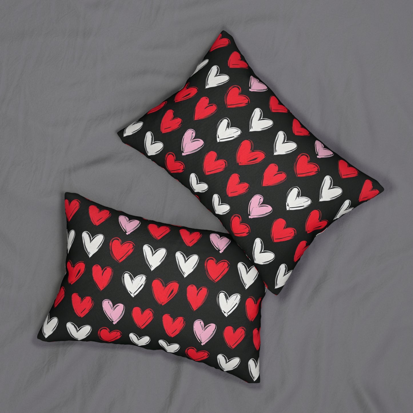 Heart Print Lumbar Pillow - Romantic Home Decor for Valentine’s Day