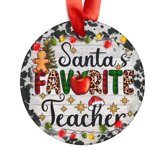 Santa's Favorite Teacher Acrylic Ornament, Holiday Keepsake, Christmas Gift, Teacher Appreciation, Festive Decor