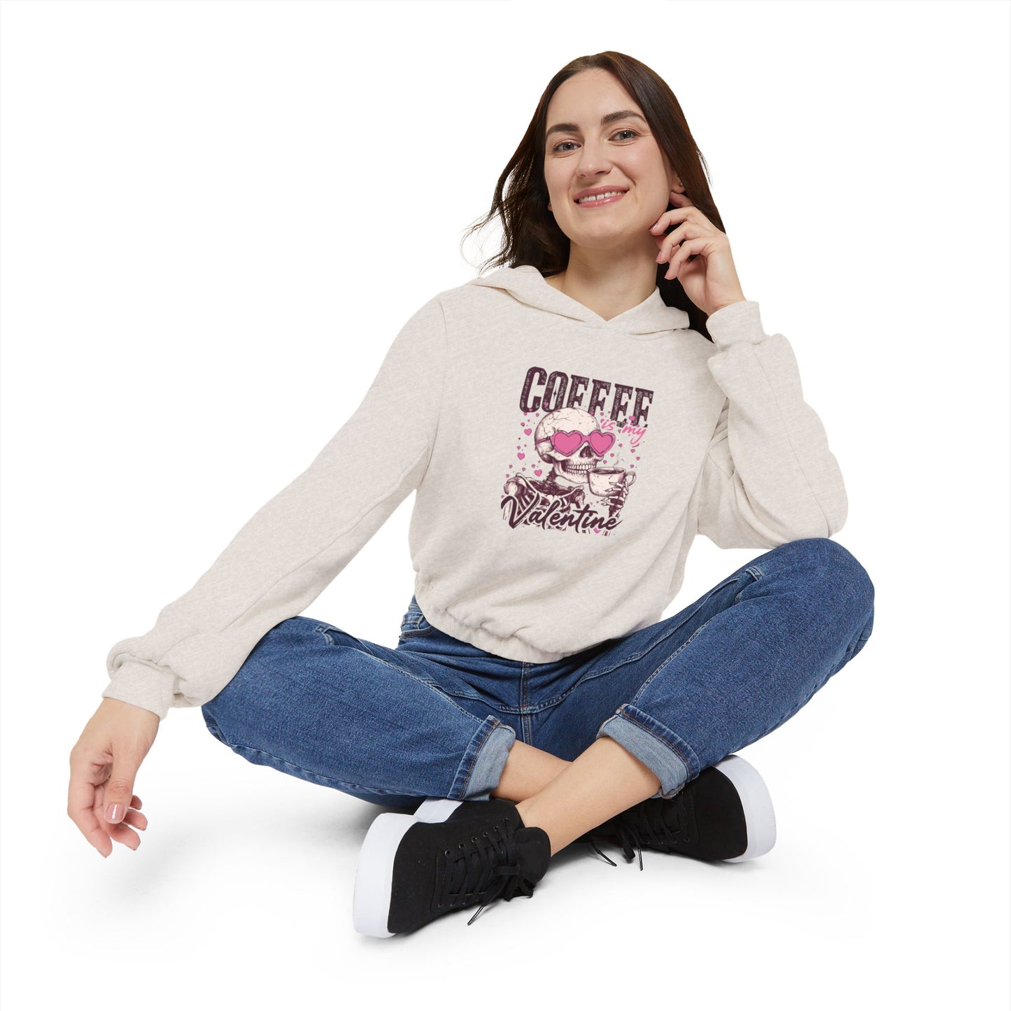 Valentine's Coffee Cinched Hoodie for Women