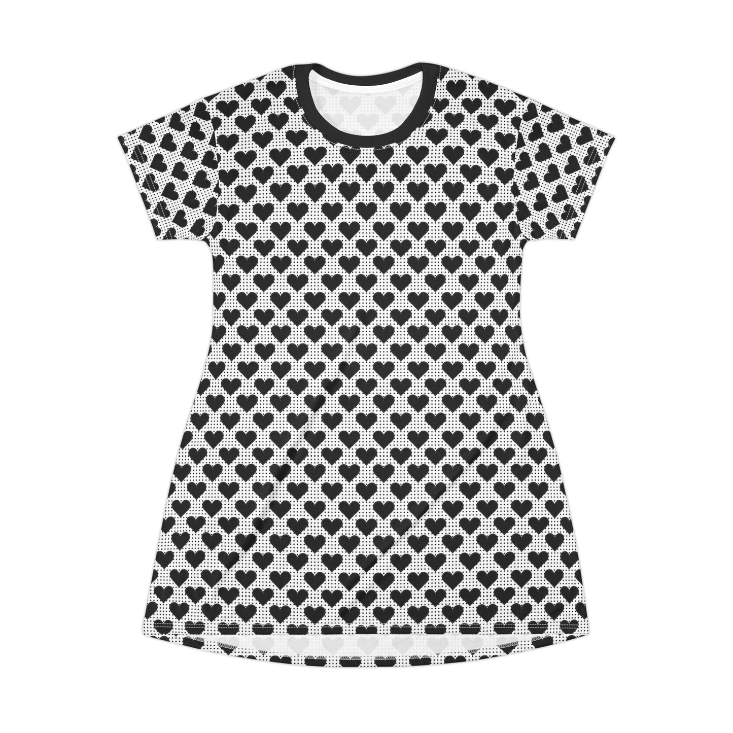 Heart Print T-Shirt Dress for Casual Wear