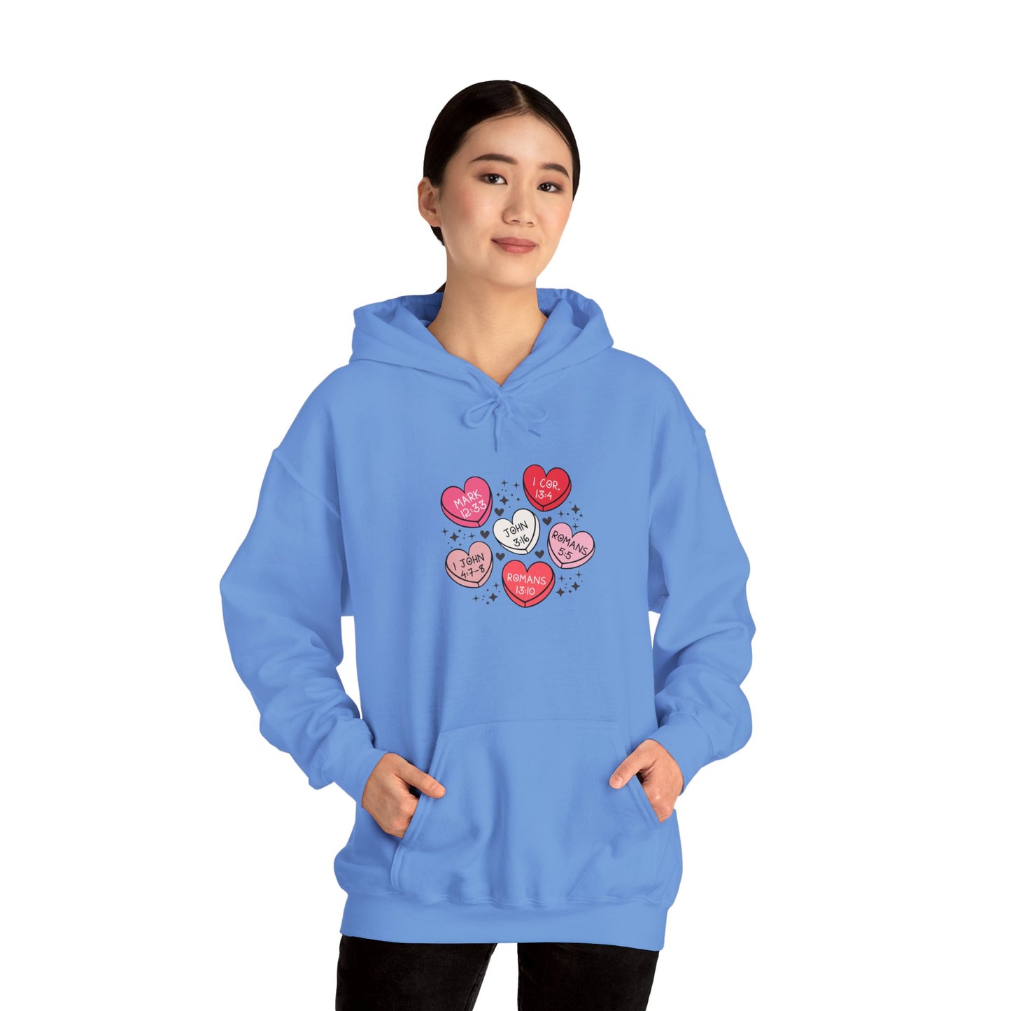 Love Heart Motif Hoodie - Valentine's Day Unisex Sweatshirt