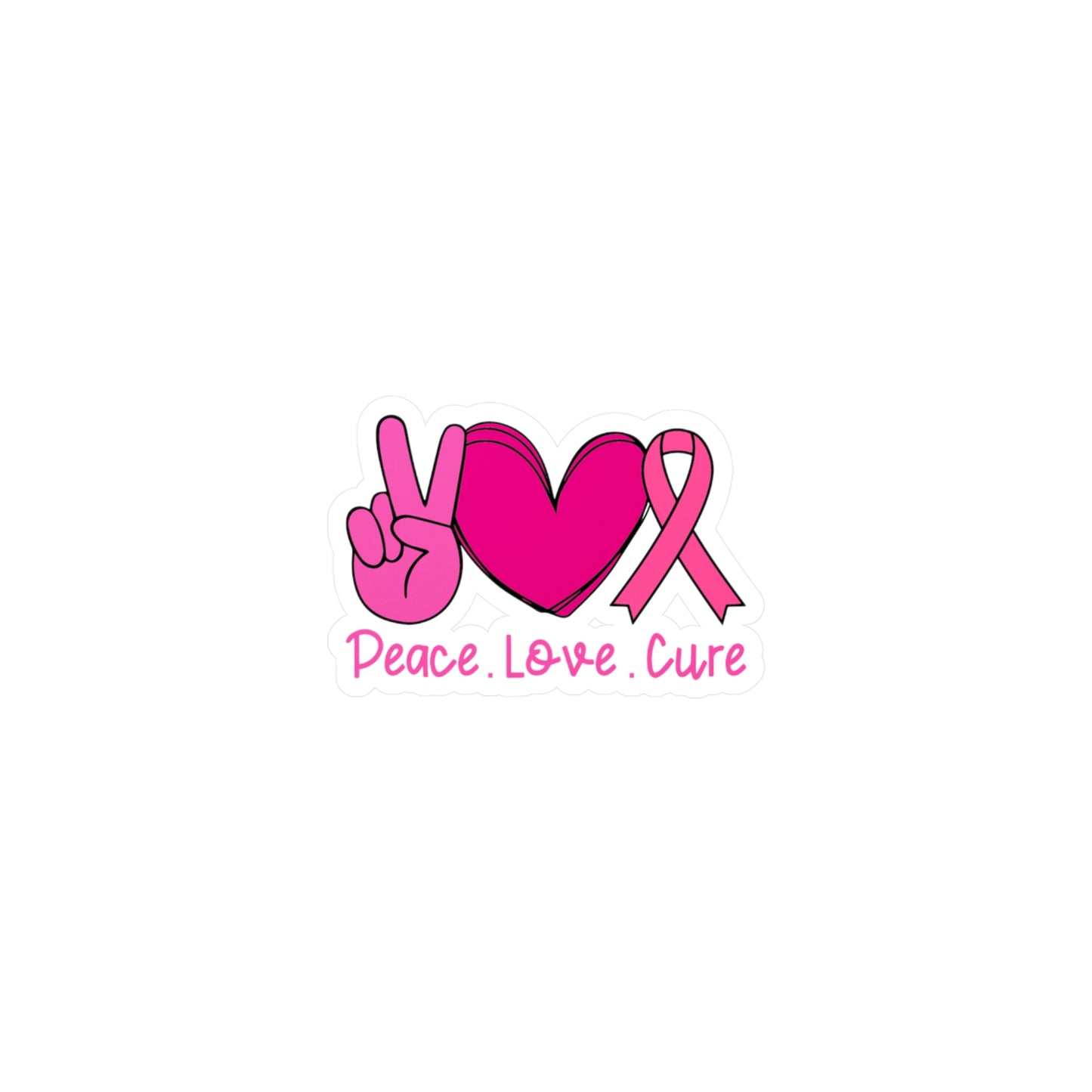 Peace Love Cure Vinyl Decals - Pink Ribbon Stickers for Awareness & Support