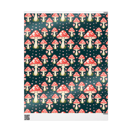 Wrapping Papers, Whimsical Mushroom Festive Gift Wrap, Birthdays, Holidays, Eco-Friendly, Floral Design, Cute Decor, Valentines Day,