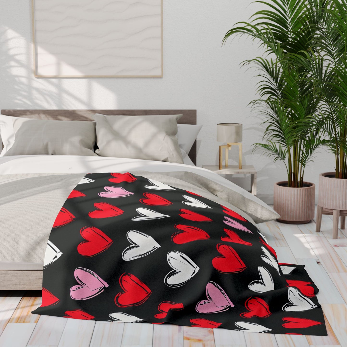 Cozy Heart Print Arctic Fleece Blanket for Valentine's Day