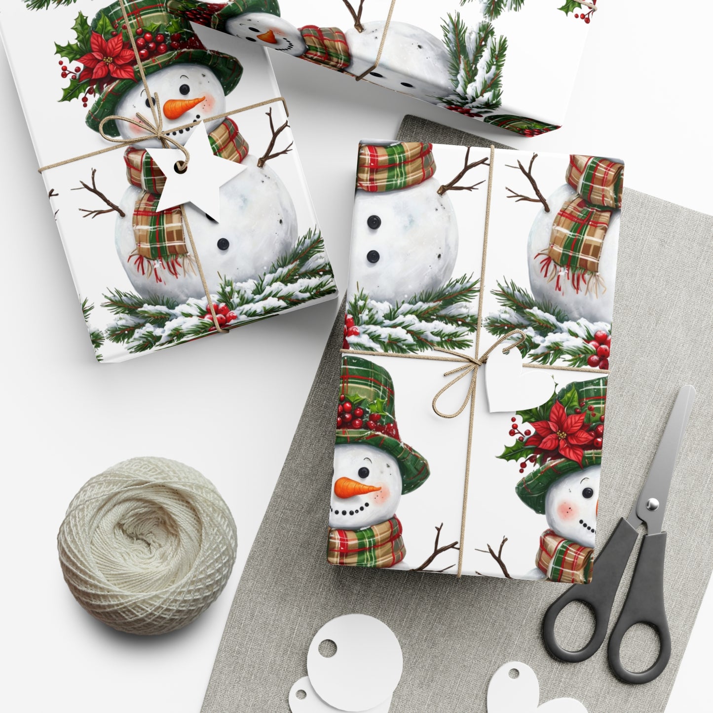 Christmas Gift Wrap Papers - Festive Snowman Design