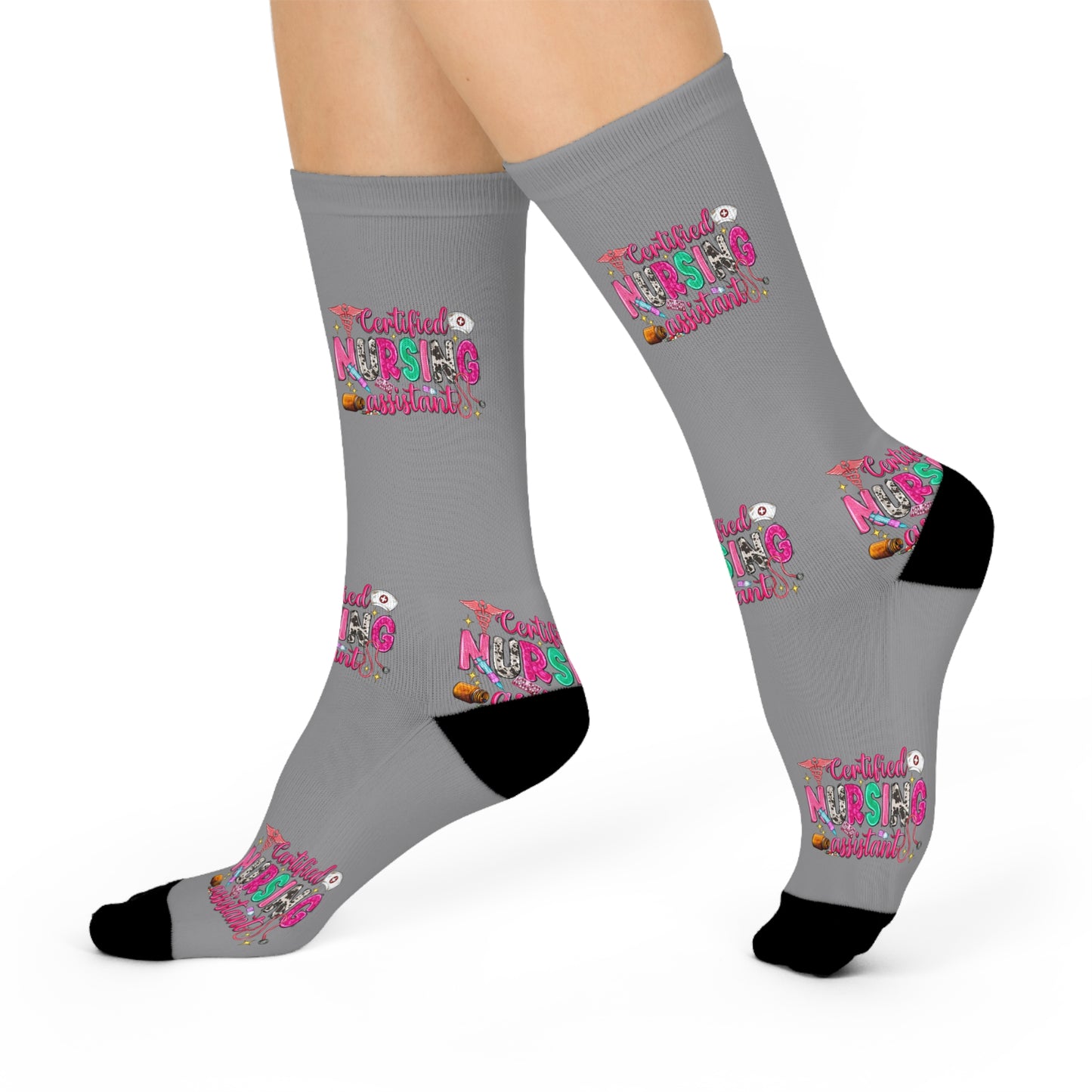 Colorful Cushion Crew Socks, Trendy Footwear for Men & Women, Cozy Giftable Accessories, Fun Holiday Socks, CNA Design