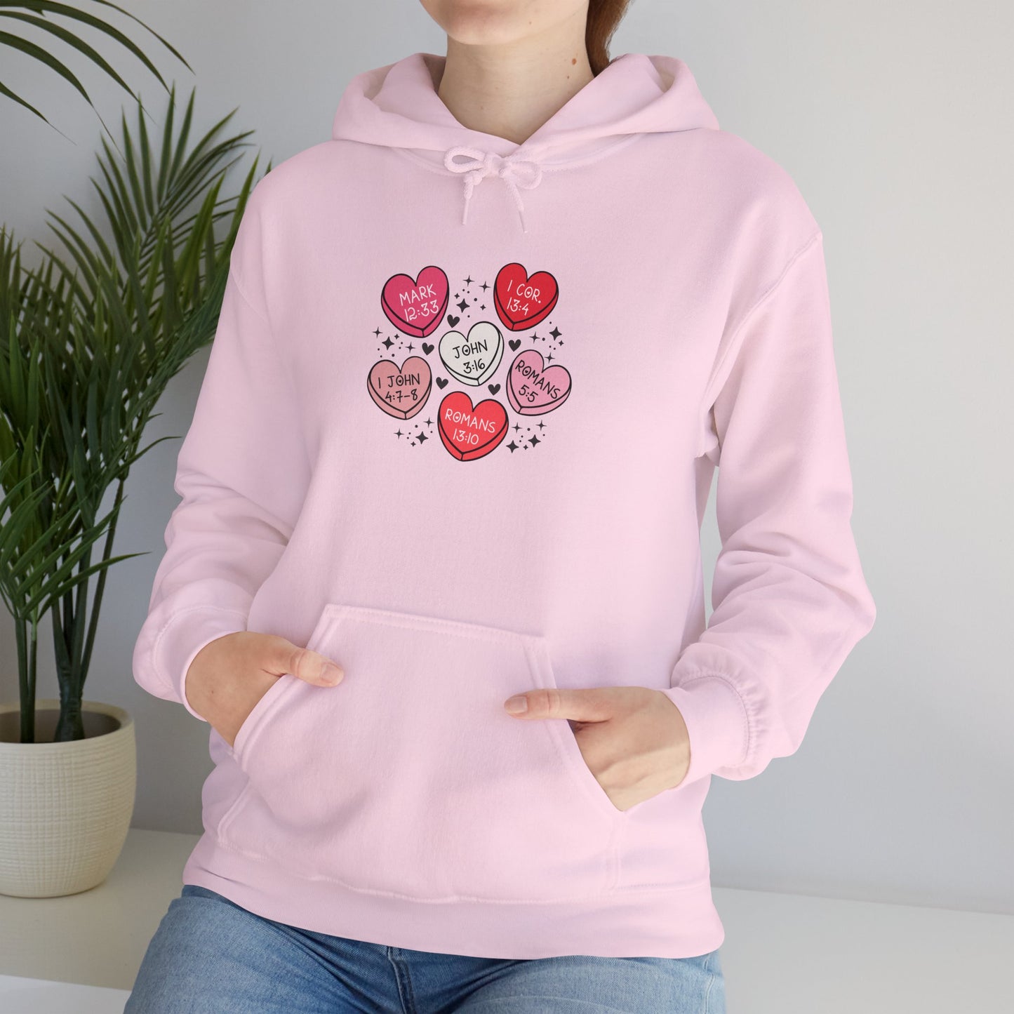 Love Heart Motif Hoodie - Valentine's Day Unisex Sweatshirt