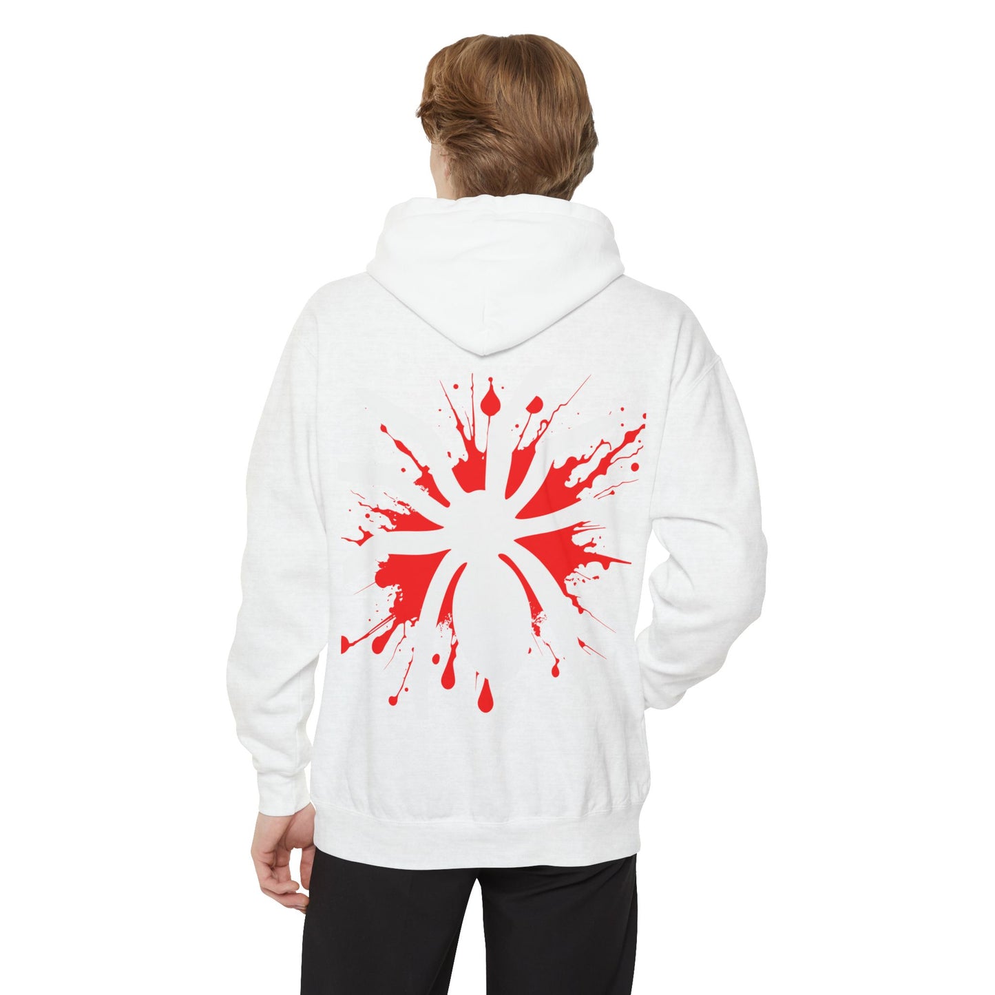 Splatter Spider Unisex Garment-Dyed Hoodie, Cozy Streetwear, Art Lover Gift, Relaxed Fashion, Casual Wear