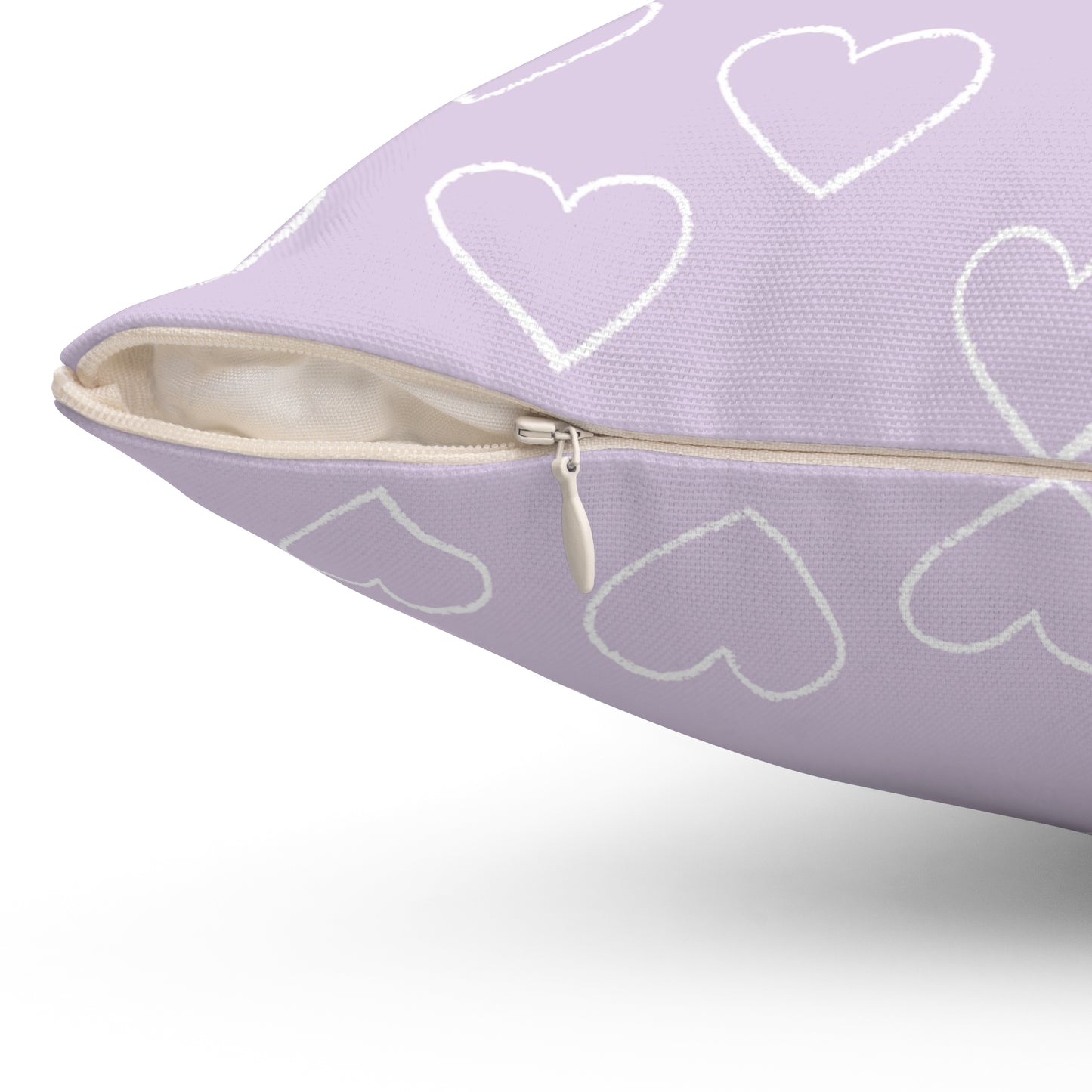 Purple Heart Design Spun Polyester Square Pillow - Kids Pillow, Her Gift, Room Pillow, Heart Design