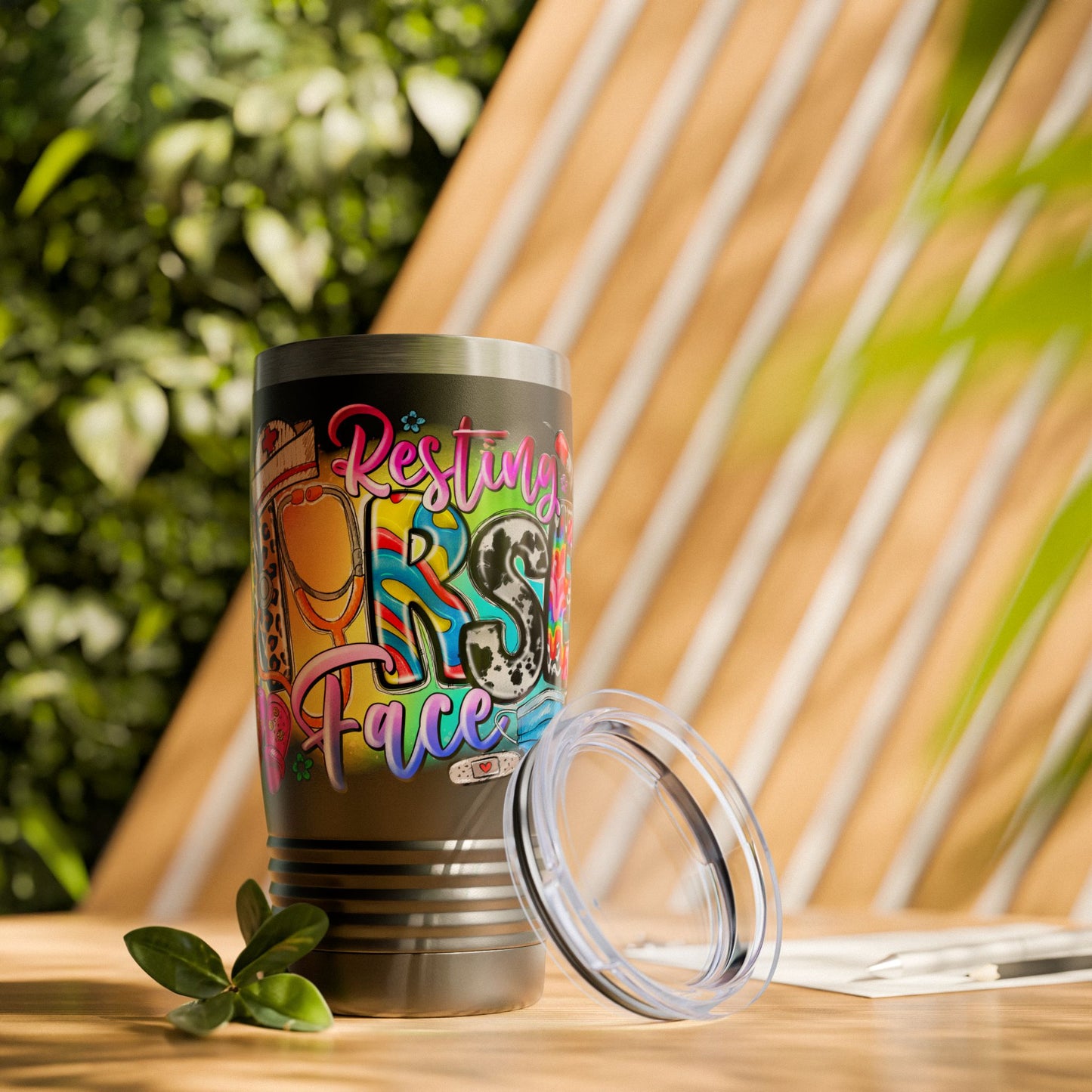 Resting Face Tumbler, 20oz Ringneck Travel Mug for Nurses, Gift for Healthcare Workers, Funny Coffee Cup