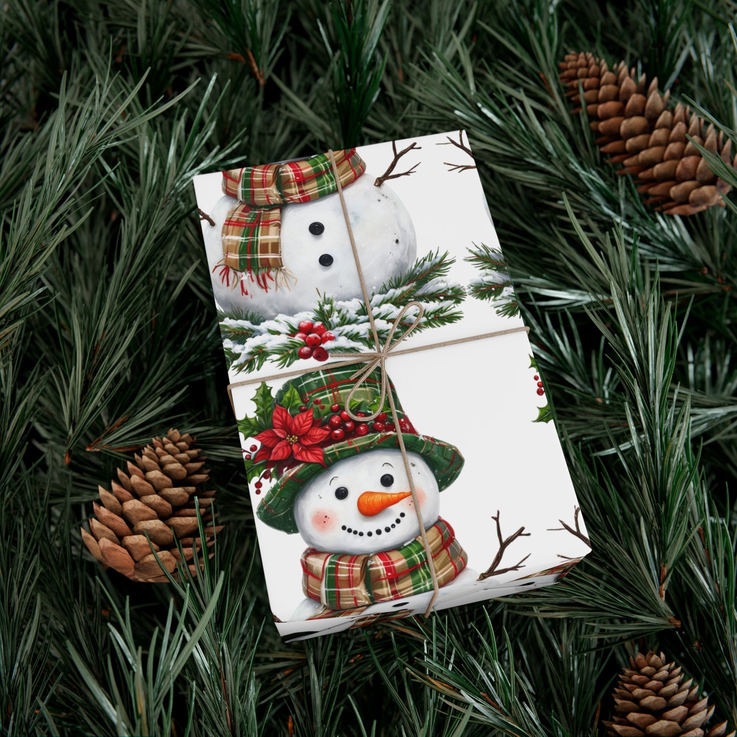 Christmas Gift Wrap Papers - Festive Snowman Design