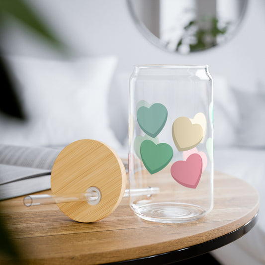 Colorful Heart Design Sipper Glass, Perfect for Drinks, Gifts, Home Decor, Parties, Weddings, Eco-Friendly, Valentines Day