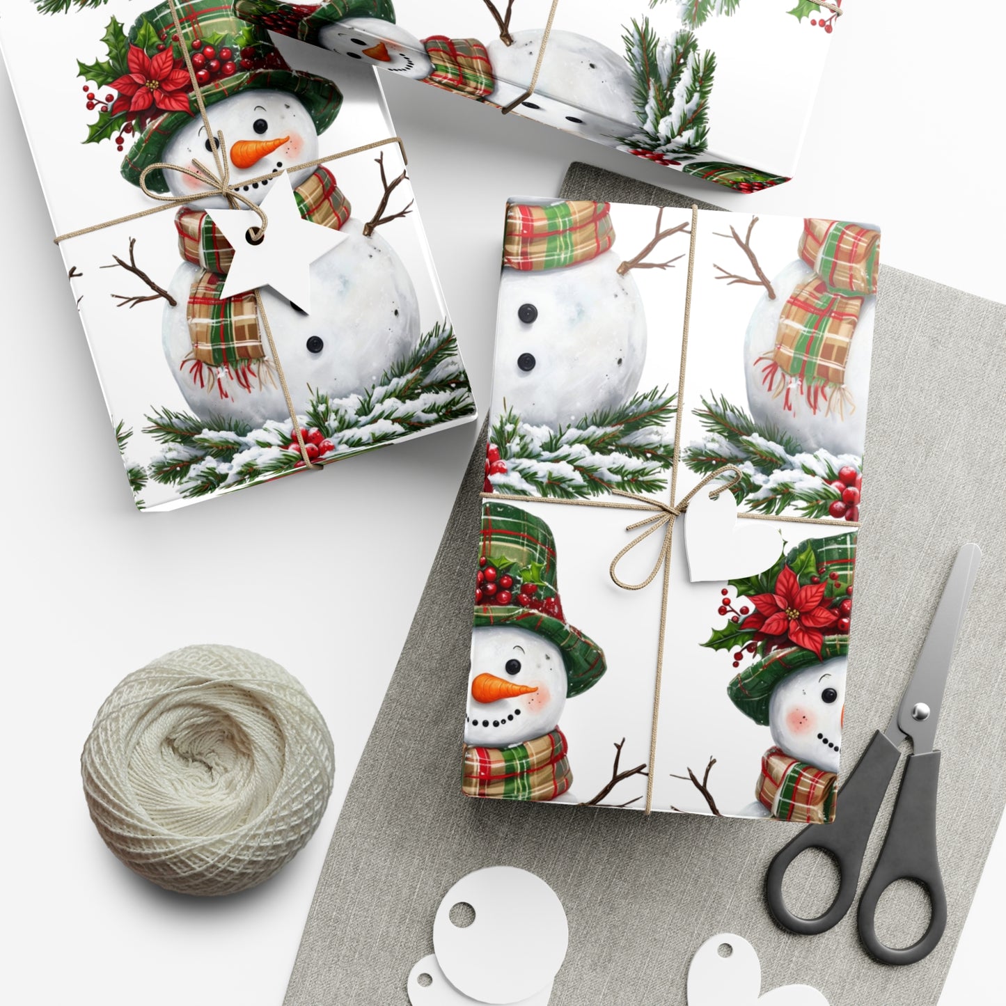 Christmas Gift Wrap Papers - Festive Snowman Design