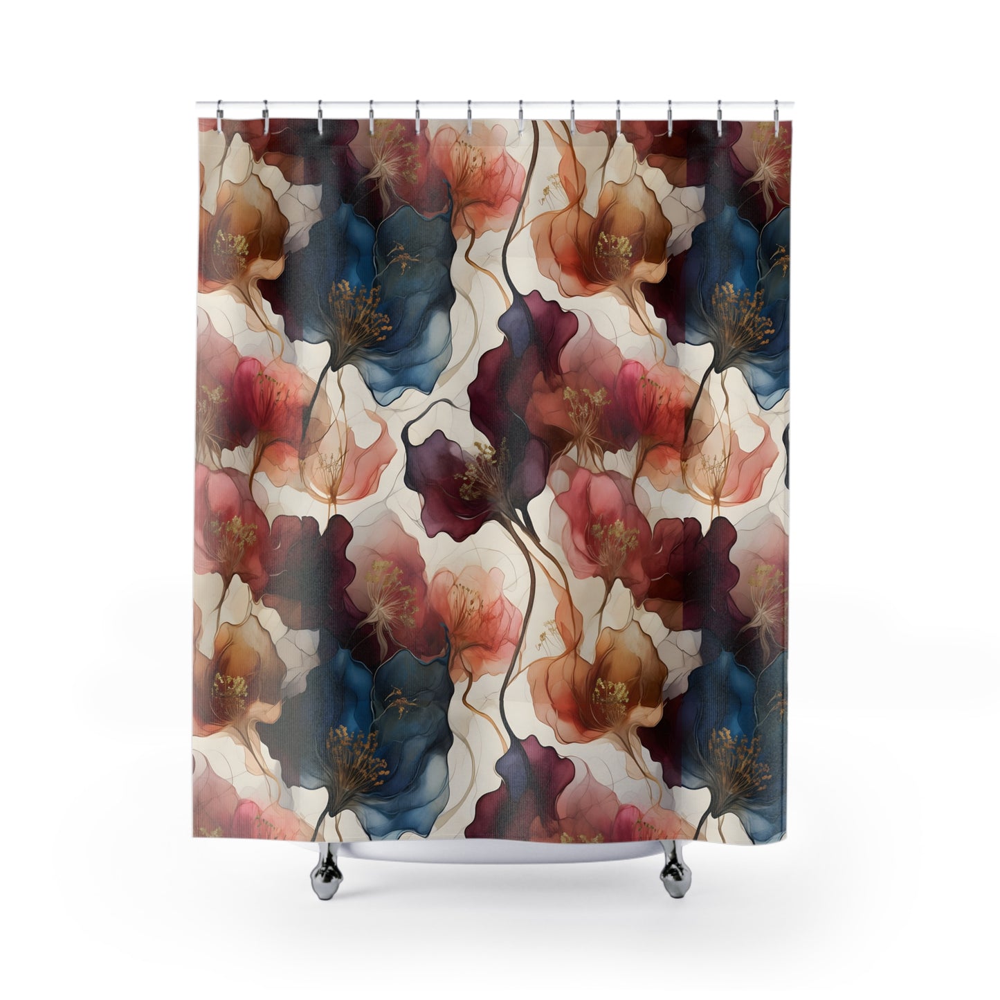 Floral Elegance Shower Curtain, Boho Bathroom Decor, Vibrant Floral Design, Gift for Homeowners, Elegant Shower Accessory, Spring Vibes