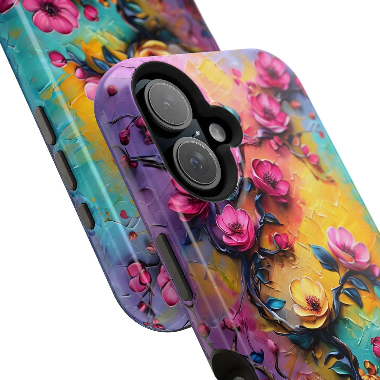 Floral Magnetic Tough Case, Vibrant Phone Cover, Durable Protection, Gift for Flower Lovers, Colorful Floral Design