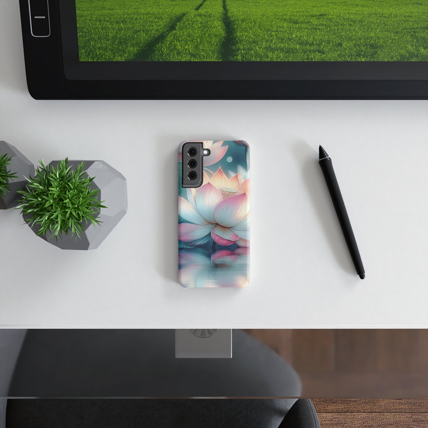 Elegant Floral Phone Case, Lotus Flower Slim Snap Case, Nature-inspired Gift, Smartphone Protection, Minimalistic Decor