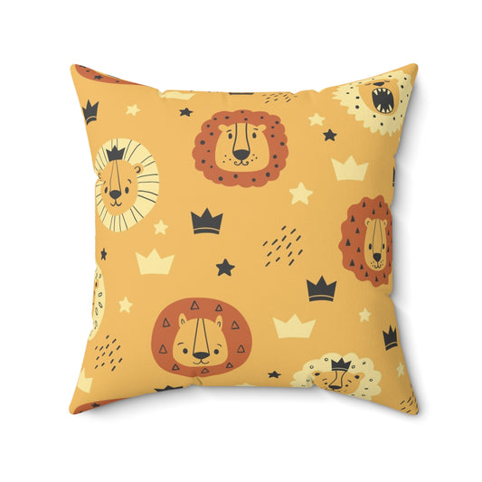 Playful Lion Décor Pillow - Nursery Cushion, Kids Room Decoration, Baby Shower Gift, Playroom Accent, Animal Print Cushion