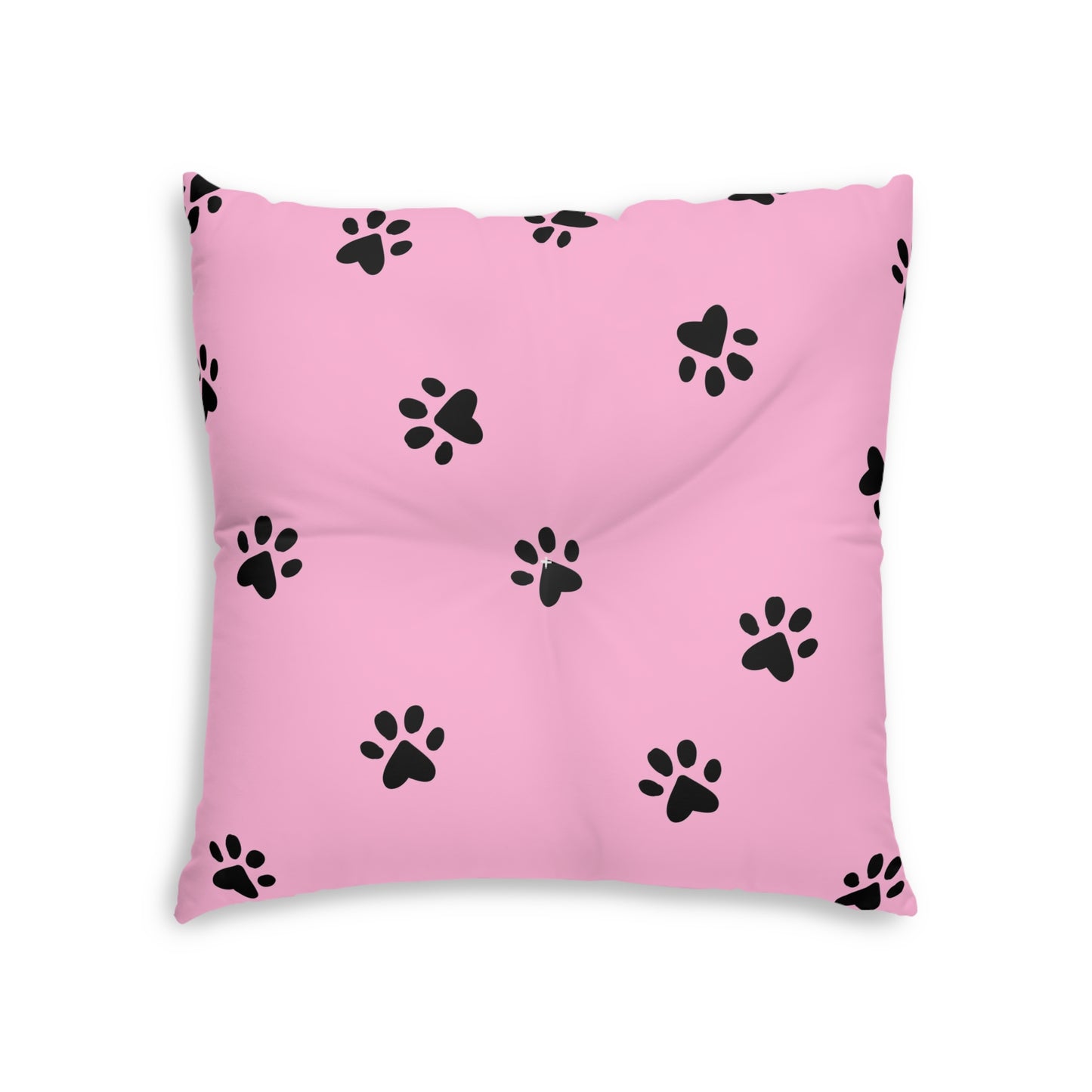 Cute Pet Paw Print Tufted Floor Pillow - Cozy Dog Cat Decor, Pink Pet Lover Gift, Lounge Cushion, Home Accents, Animal Theme