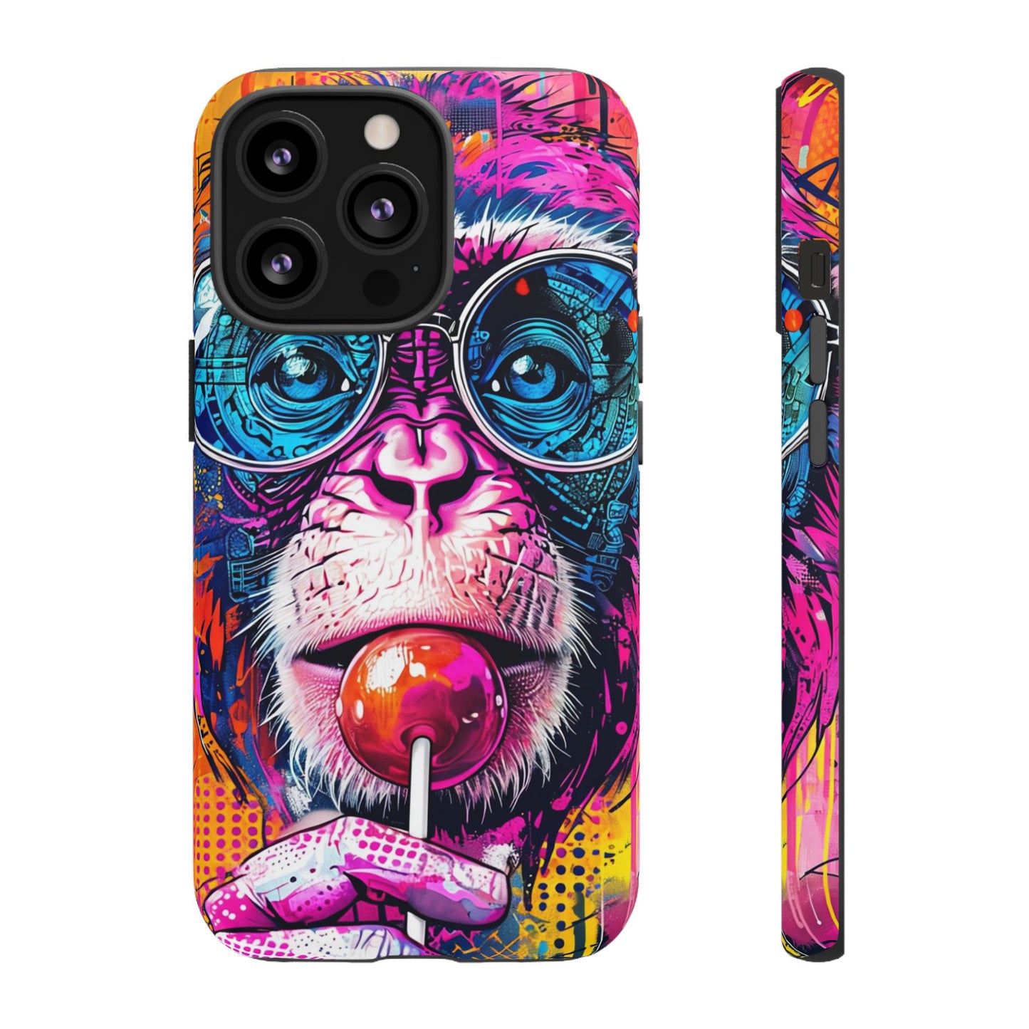 Colorful Monkey Phone Case, Fun Phone Cover, Unique Tech Accessory, Gift for Animal Lovers, Vibrant Lollipop Design