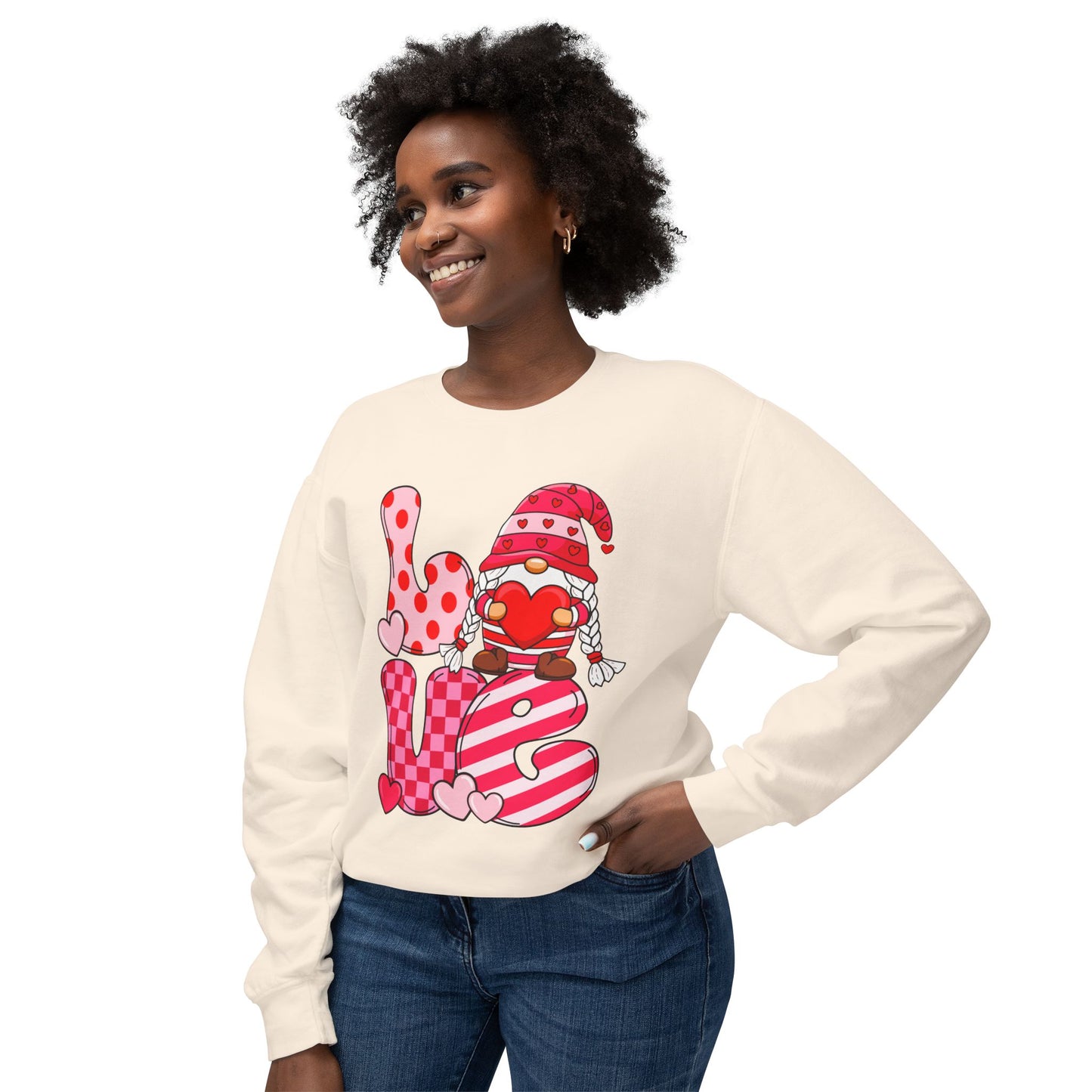 Playful Love Sweatshirt, Cute Valentine's Gift, Cozy Crewneck, Unisex Lightweight, Heart Designs, Perfect for Couples, Date Nights