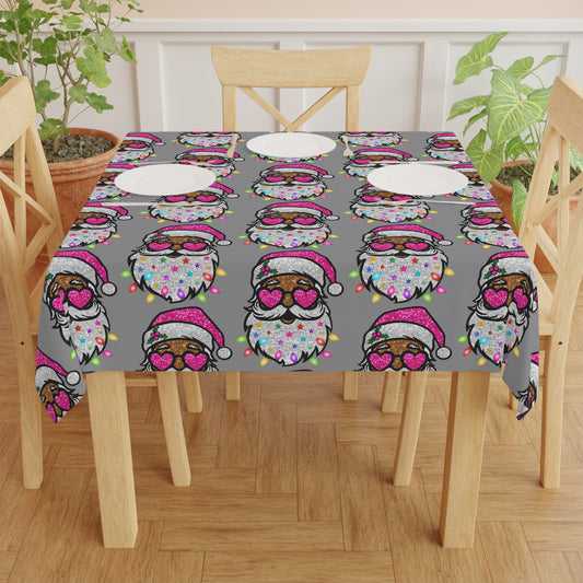 Festive Santa Tablecloth with Colorful Lights – Perfect for Holiday Gatherings