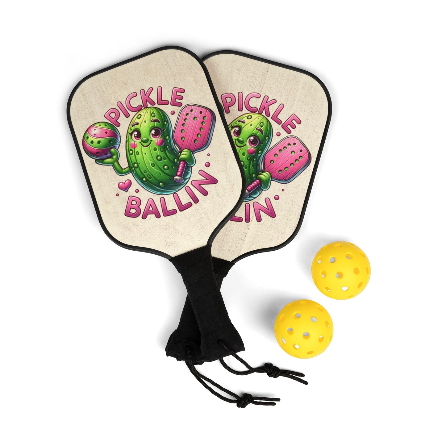 Pickleball Paddle Set with Fun Cactus Design, Ideal for Pickleball Lovers, Sporty Gift, Fun Outdoor Activity, Pickleball