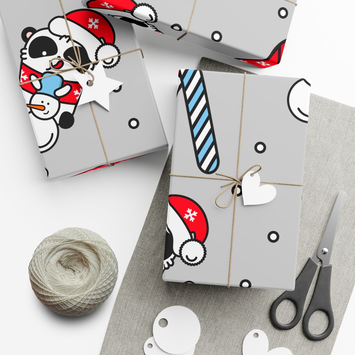 Gift Wrap Papers: Holiday Panda Print for Christmas & Birthdays - Festive Decorative Party Supplies, Wrapping Sheets, Cute Design