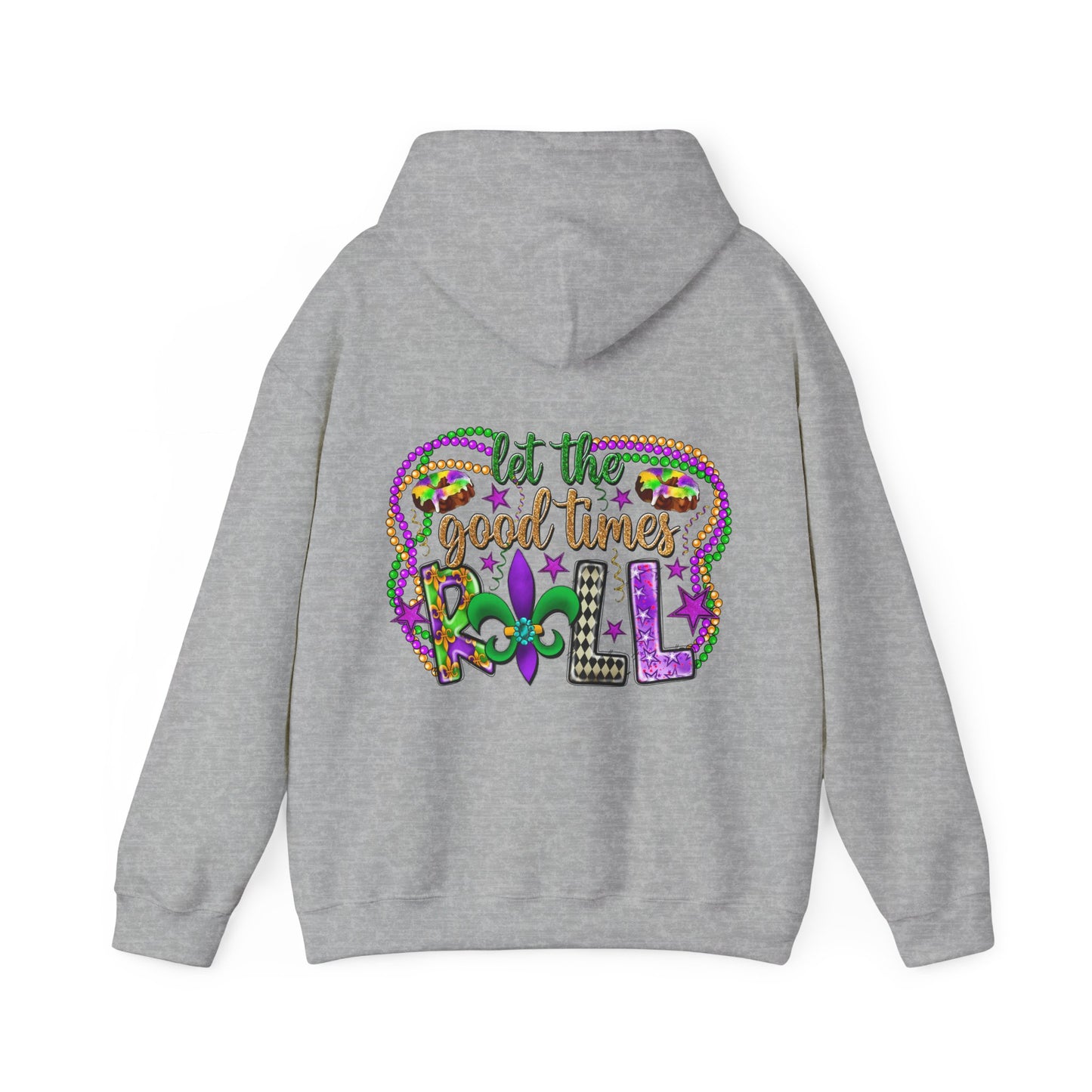 Mardi Gras Celebration Hoodie, Unisex Heavy Blend Sweatshirt, Fun Graphic Pullover, Party Apparel, Carnival Clothing, Festival Outfit