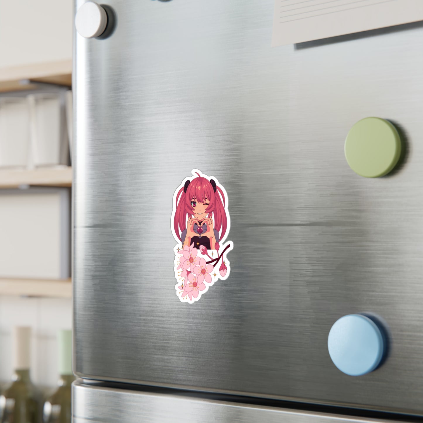 Cute Anime Girl Kiss-Cut Vinyl Decal - Aesthetic Wall Sticker for Personalization