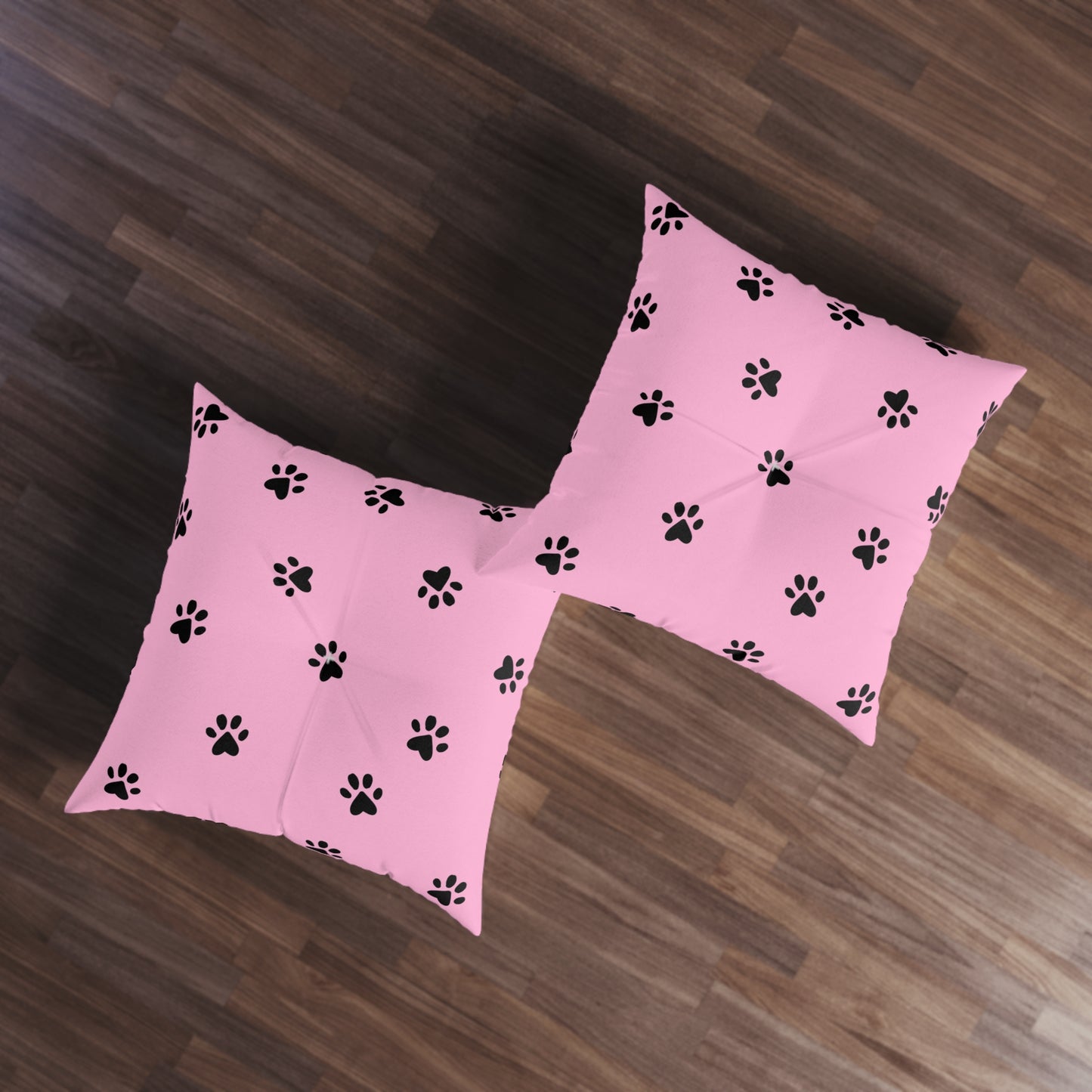 Cute Pet Paw Print Tufted Floor Pillow - Cozy Dog Cat Decor, Pink Pet Lover Gift, Lounge Cushion, Home Accents, Animal Theme