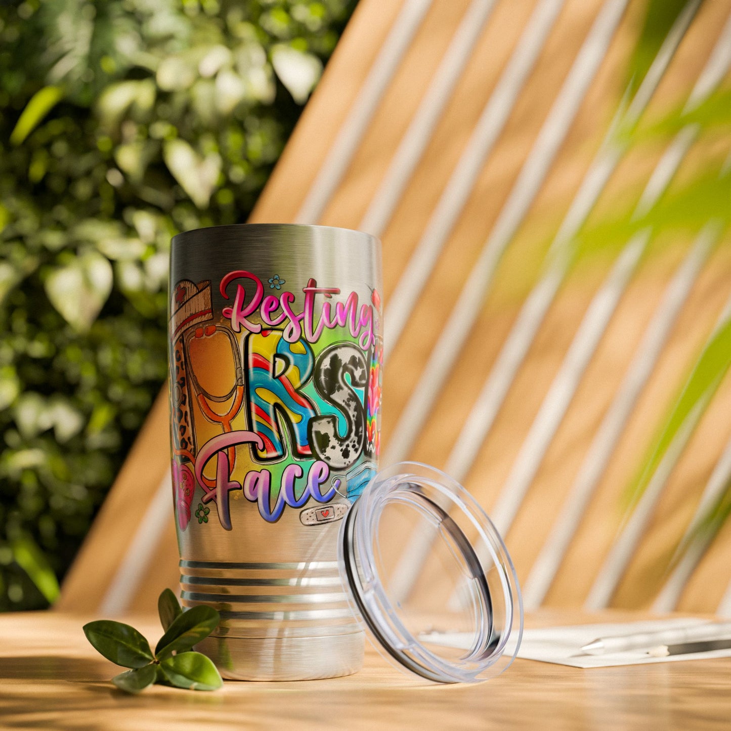 Resting Face Tumbler, 20oz Ringneck Travel Mug for Nurses, Gift for Healthcare Workers, Funny Coffee Cup