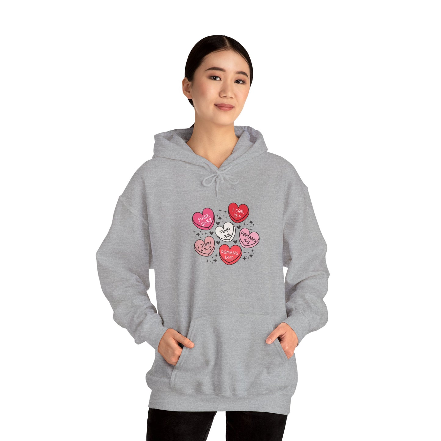 Love Heart Motif Hoodie - Valentine's Day Unisex Sweatshirt