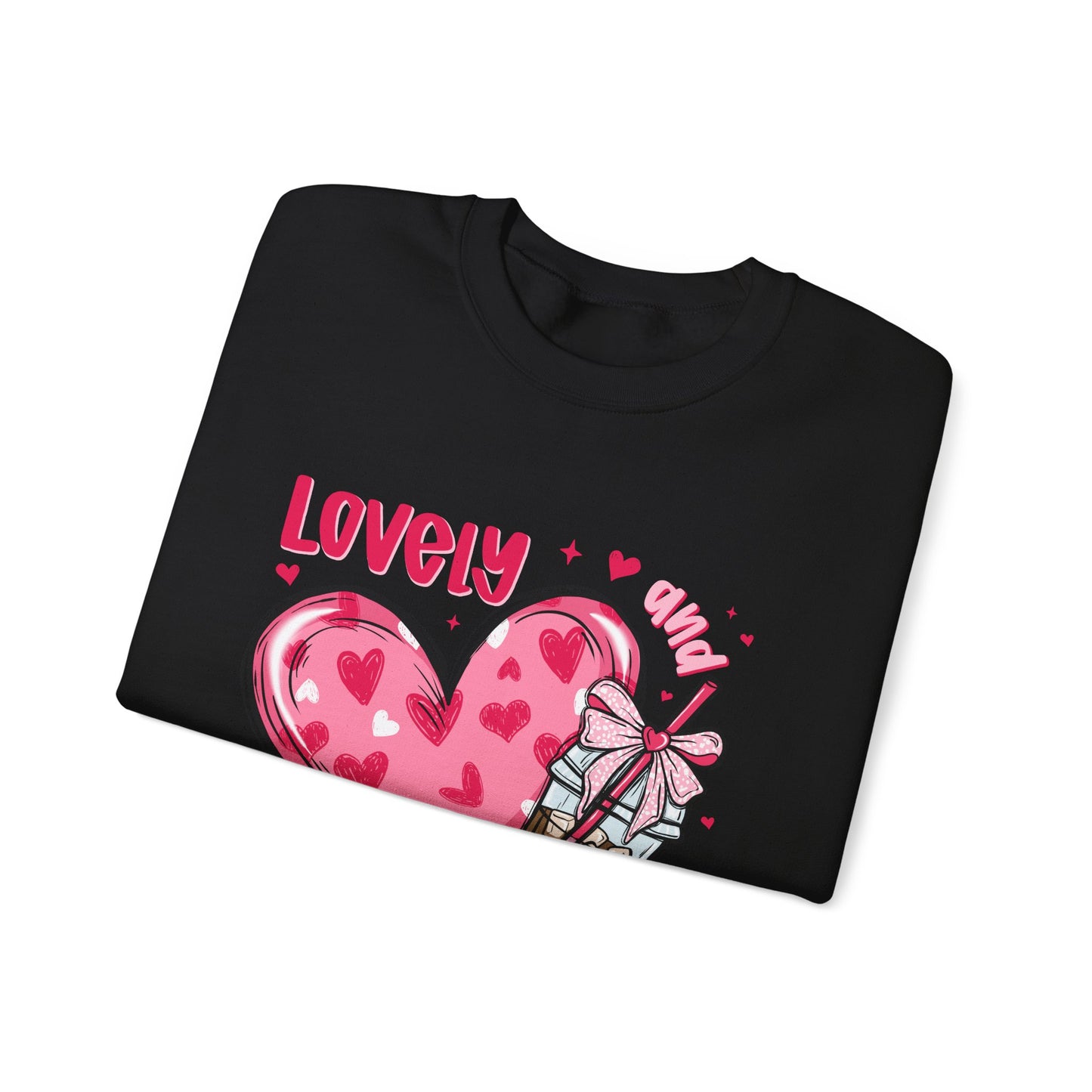 Lovely Caffeinated Unisex Crewneck Sweatshirt - Cozy Heart Design