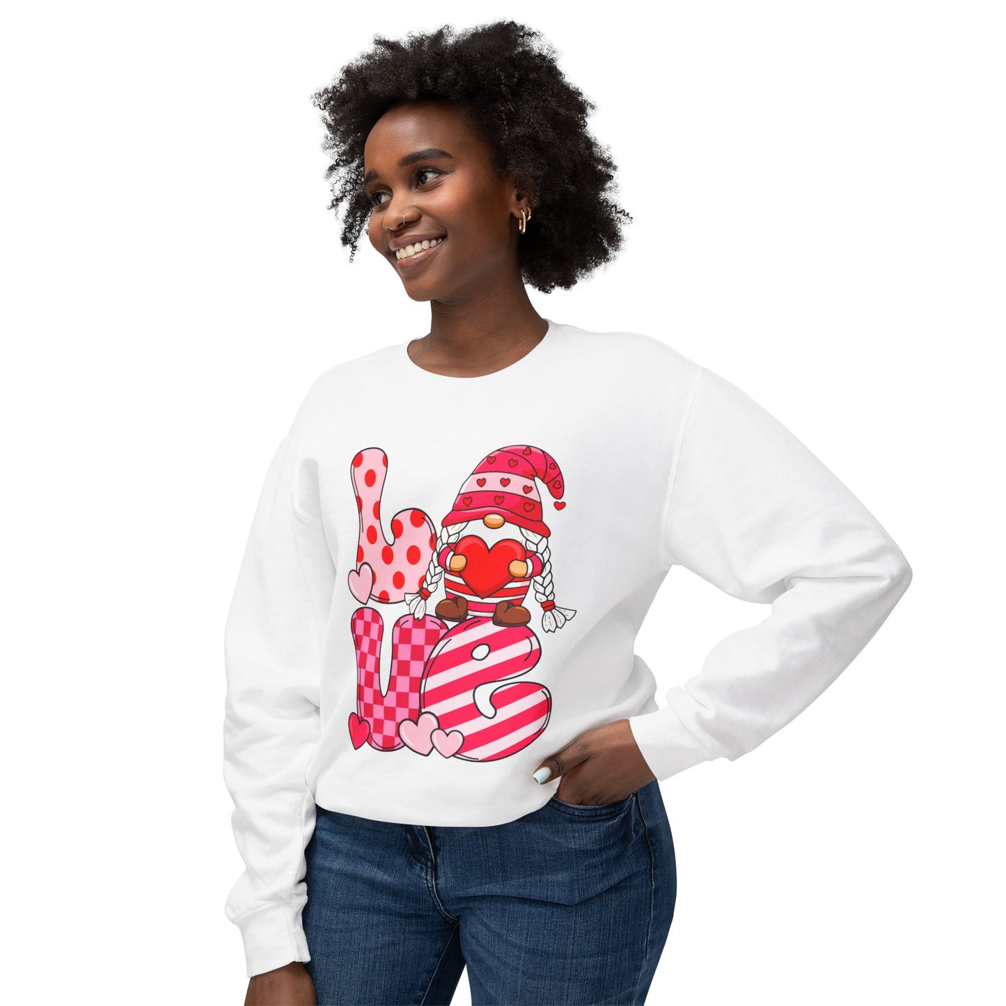 Playful Love Sweatshirt, Cute Valentine's Gift, Cozy Crewneck, Unisex Lightweight, Heart Designs, Perfect for Couples, Date Nights