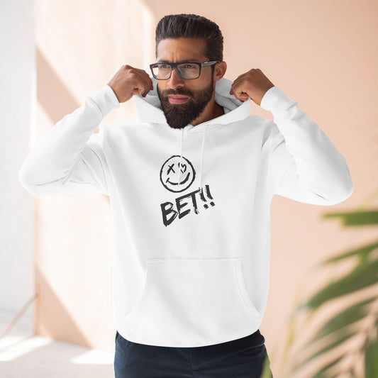 Smiley Bet Fleece Hoodie - Casual Fun, Relaxing, Sports Events, Everyday Wear - Cozy Sweatshirt, Unisex Hoodie