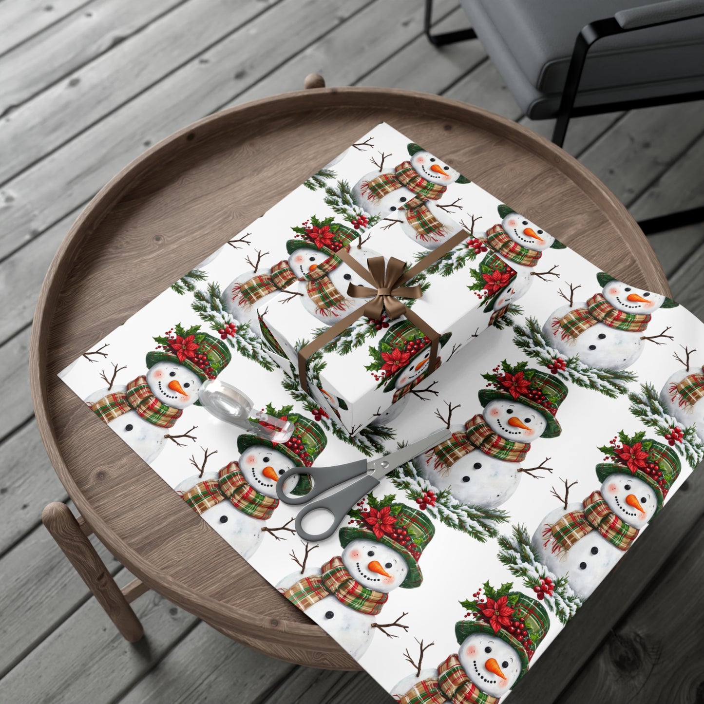 Christmas Gift Wrap Papers - Festive Snowman Design