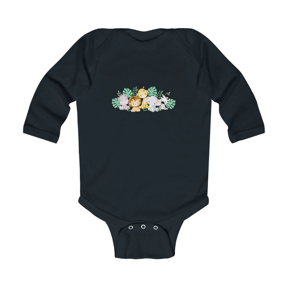 Adorable Safari Animal Crew Onesie and Beanie Set – Playful Baby Outfit