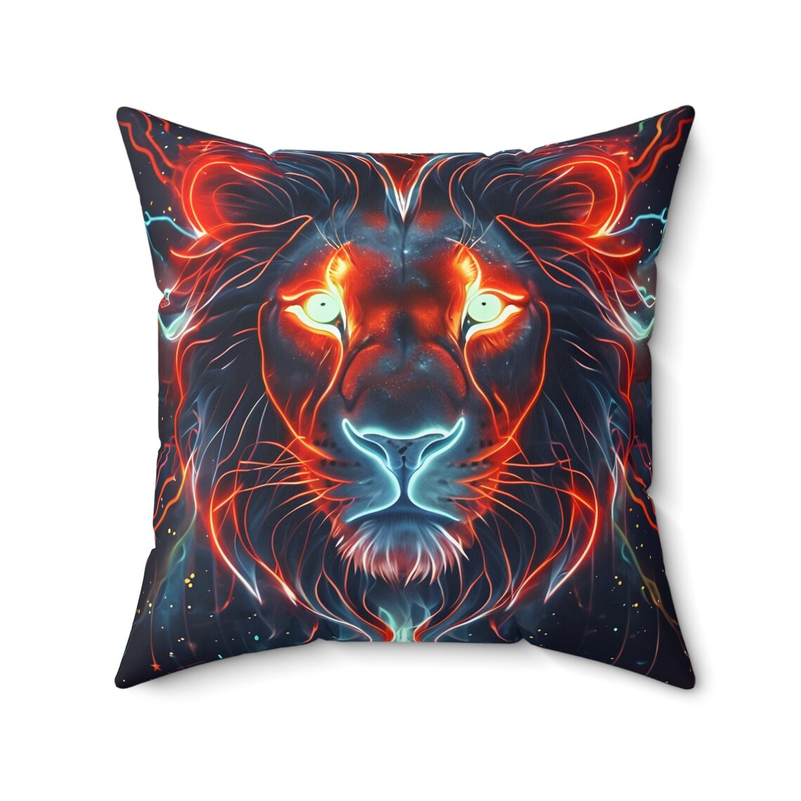 Galaxy Lion Throw Pillow & Matching Fleece Blanket - Bold Cosmic Design